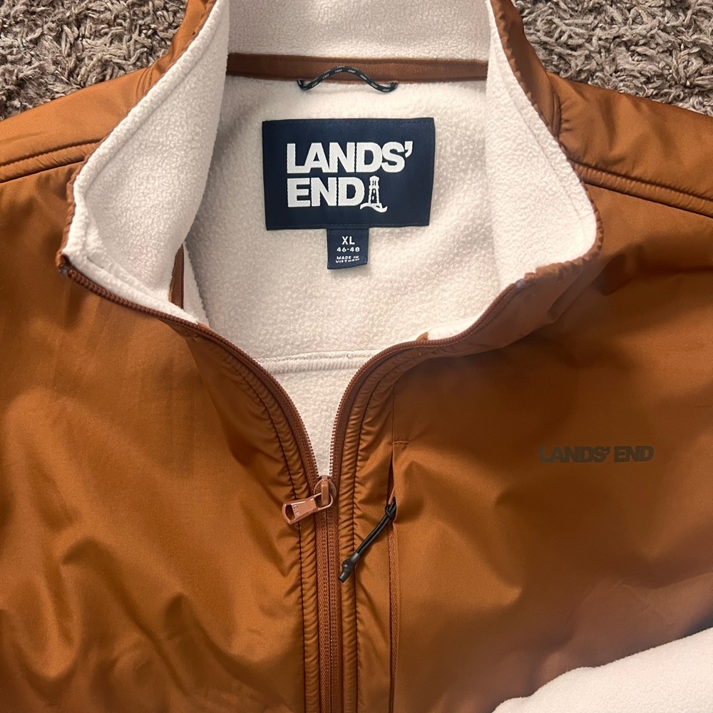 Lands' End Tan Jacket with Cream Lining